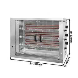 Grill à poulet électrique - 14.4kW - avec 3 broches pour jusqu'à 18 poulets	