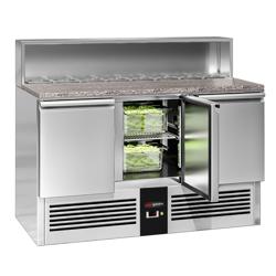 Saladette PREMIUM - 1368mm - 3 porte - con supporto in acciaio inox per 8x GN 1/6