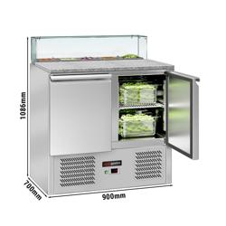 Saladette ECO - 900mm - 2 deuren - met rechte glazen opzetvitrine voor 5x GN 1/6