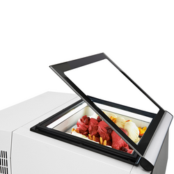 Tafelmodel ijsvitrine - 670mm - Statisch - voor 3x 5 liter ijscontainers - Deksel opening naar serveerkant