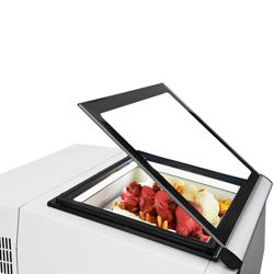 Countertop Ice Cream Display Freezer - 670mm - Static cooling - for 3 x 5 litres Napoli pans - White - hinged glass lid