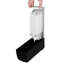 AIR-WOLF | Distributeur de savon et de désinfectant avec bouton-poussoir - 1200ml - inox - Noir