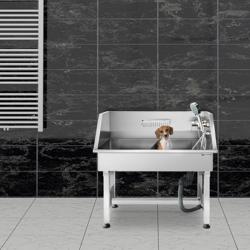 Baignoire pour chiens – avec robinetterie & tapis antidérapant