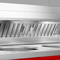 Friggitrice a gas - rotonda - 3x 13 litri - 51 kW - incl. cappa e vasca per patatine fritte