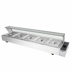 Buffet bain-marie avec couvercle et vitre de protection - Électrique - avec 5 bacs GN ½