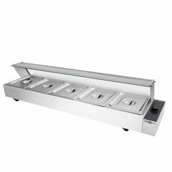 Elektrische bain-marie - 1,8 kW - 5x GN 1/2 - met (glazen) spatscherm