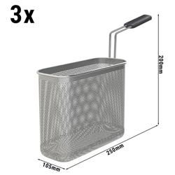 Pastamanden-set - 250x105x200mm | 3x 1/3 - RVS - voor pastakokers - passend voor ENB663P & ENB669P - zonder teflon stekker
