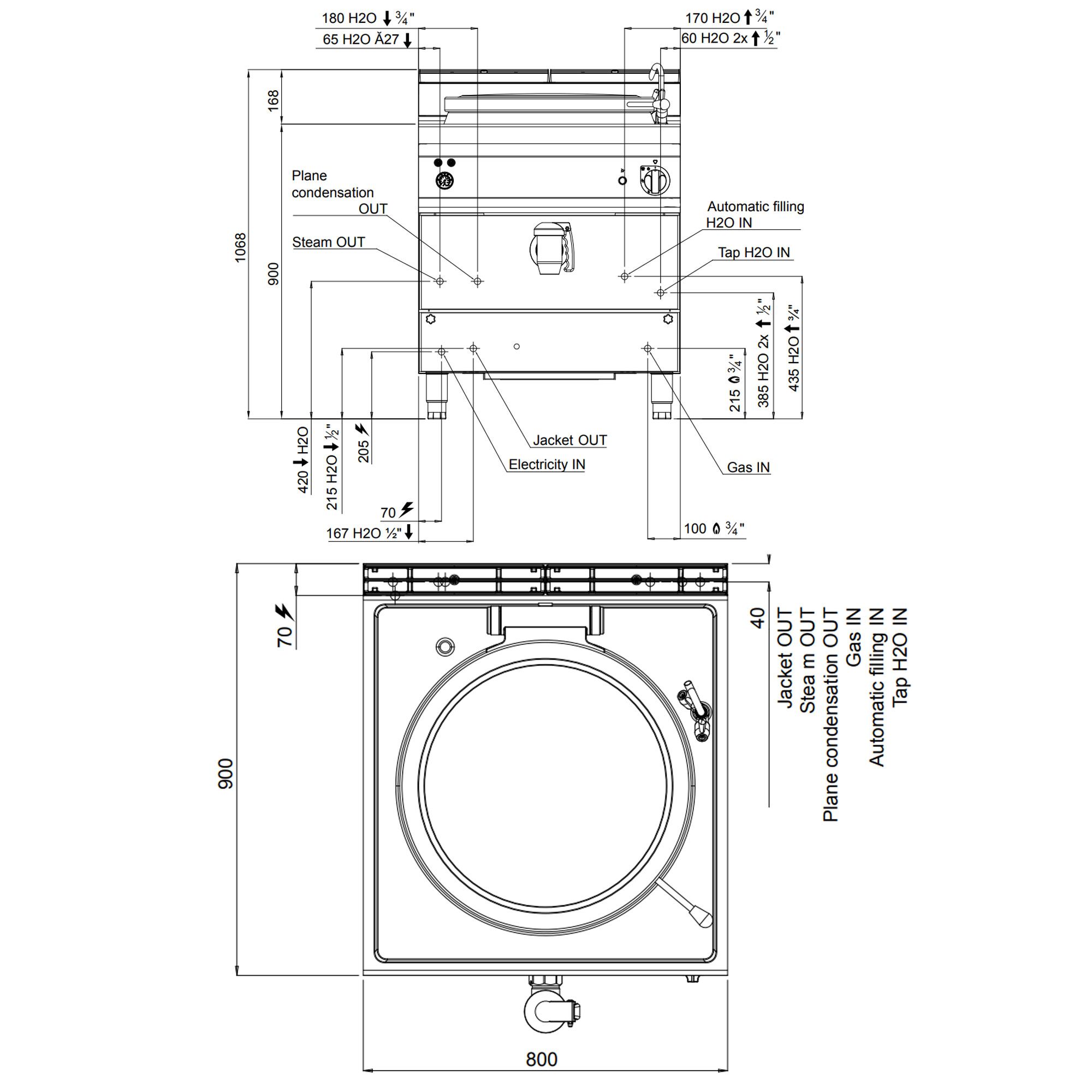 Marmite de Cuisson à Gaz - 150 Litres - 20,9 kW - Chauffage Indirect