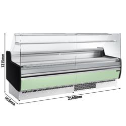 Koeltoonbank - 2560x953mm - 282 liter - kleur hellgroen - front hellgroen - met 4 deuren - met 1 legroosters - rechte ruit