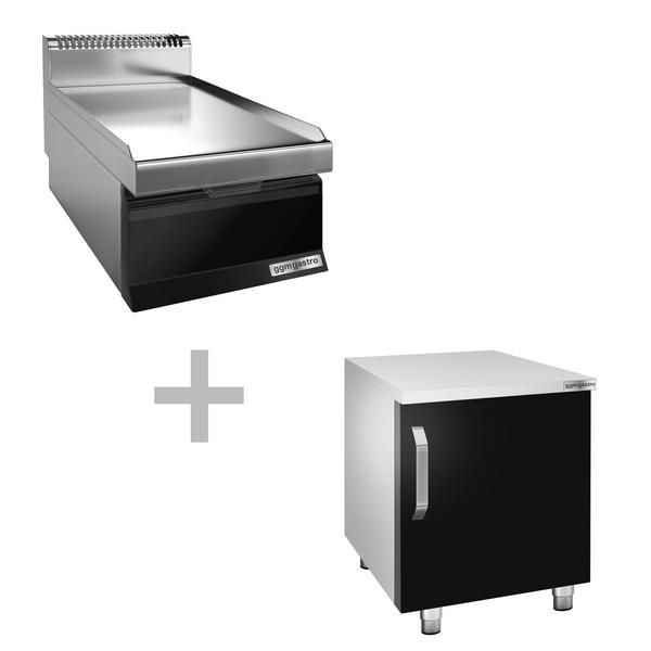 Elemento neutro su base armadiata - 400x700x1000mm - acciaio inox AISI 304 | con alzatina | spigoli arrotondati | con cassetto estraibile | montato | 50kg - compatibile con serie MARIO 700