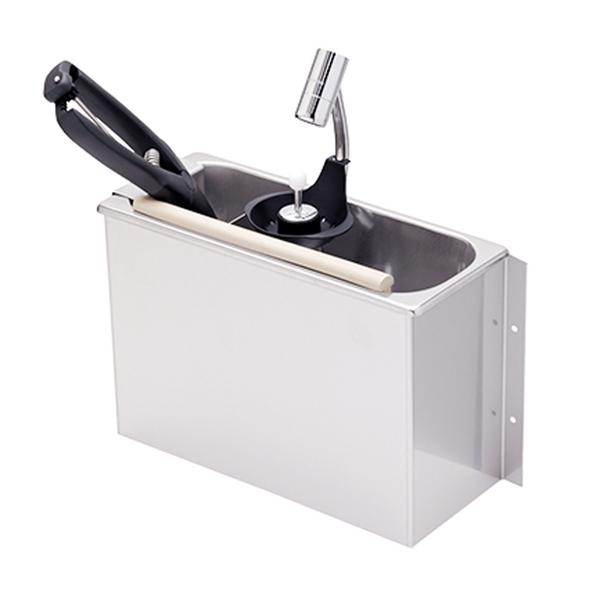 Commercial ice cream scoop rinser with pre-rinse spray and integrated backflow preventer