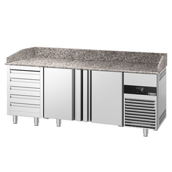 Pizzakylbänk PREMIUM - 2100x800mm - 2 dörrar och 5 lådor