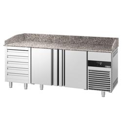 Pizzawerkbank PREMIUM - 2100x800mm - granieten werkblad - met 2 deuren & 5 laden