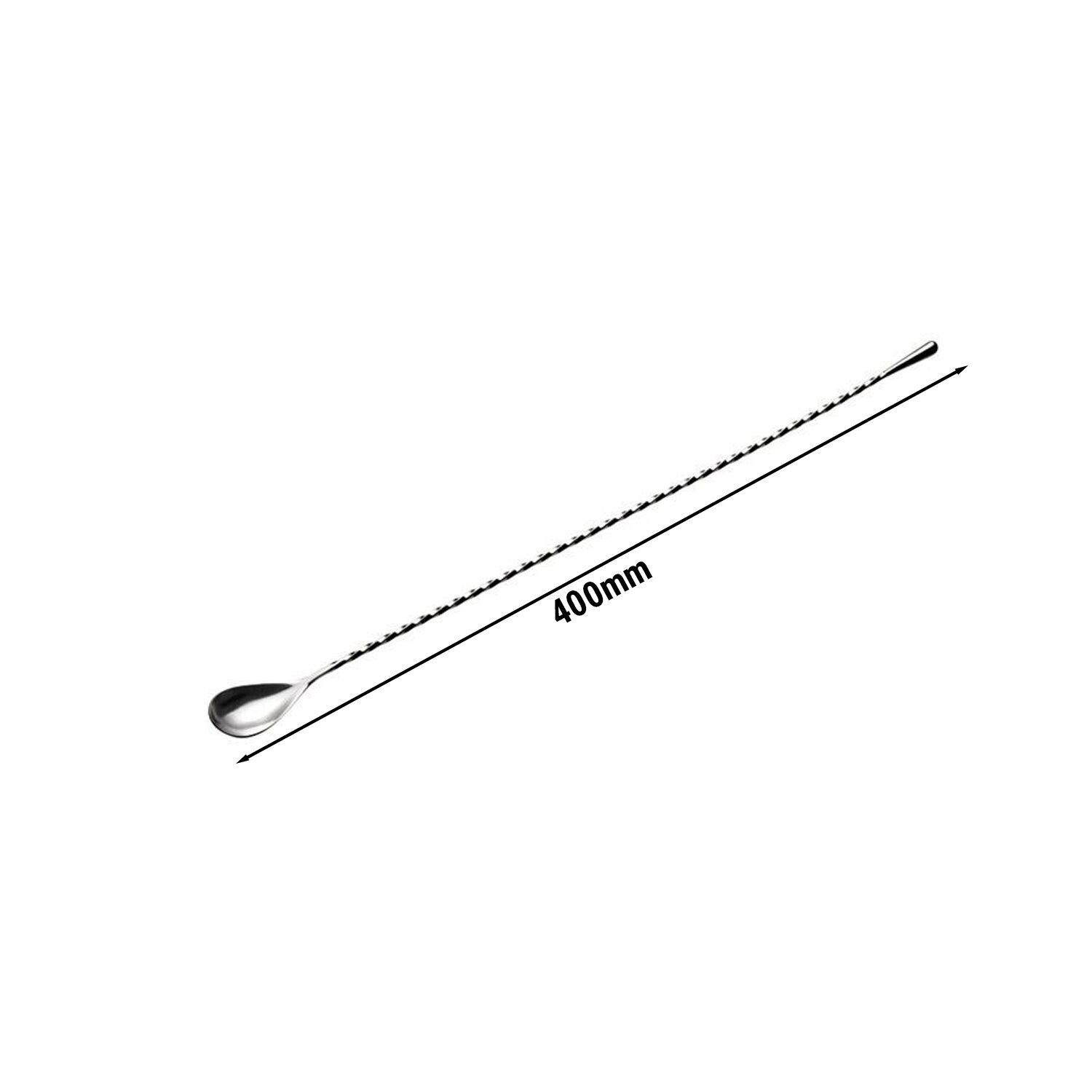 (6 pcs) Cuillère à cocktail - acier inoxydable - tige torsadée - 400mm