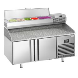 Pizzawerkbank PREMIUM PLUS - 1738x800mm - met granieten werkblad - met 2 deuren - incl. opzetkoelvitrine - 6x GN 1/3