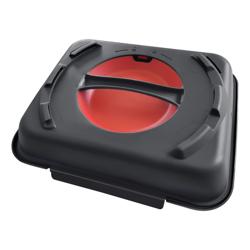 (20 unid) Caixas de menu - 600ml - 2 compartimentos - Cinzento antracite/Vermelho