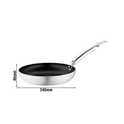 Padella - fondo spesso - 1 manico - Alluminio - spessore 3,5mm - Ø 240mm - Altezza: 46mm - Antiaderente - compatibile con lavastoviglie