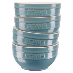 STAUB | CERAMIQUE - Kommenset, 4 stuks - Ø 120mm - Keramiek - Antiek turquoise