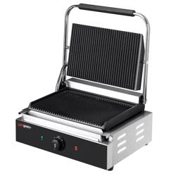 Presse à Panini / Gril de contact - 2,2kW -  Plaques rainurées - Surface de cuisson : 345x235mm