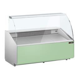 Banco gastronomia professionale - 1568x979mm - 324 L - Vetro dritto - Colore Dunkelgrau - Pannello frontale Hellgrün