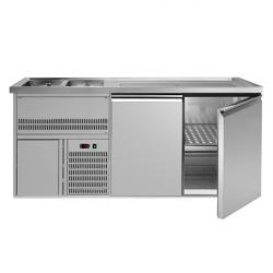 Direct Draw Beer Dispenser / Kegerator PREMIUM – 2 sinks left - 1950×700 mm - stainless doors