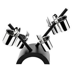 Cutlery Cylinder Holder - 360x200mm - Height: 590mm - Stainless steel - incl. 5 stainless steel holders - removable cutlery container - Black