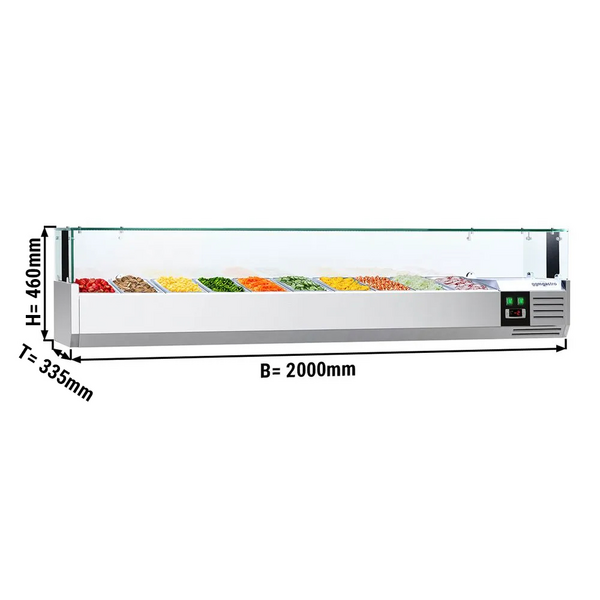 10x GN 1/4 -ویترین یخچالی پریمیوم ال ای دی دار - 2*0.335 متر