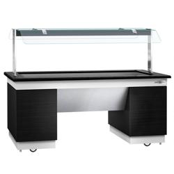 Buffet warmhoud DUBLIN - 2000mm - met bain-marie & zwenkwielen - voor 5x GN 1/1 - zwart