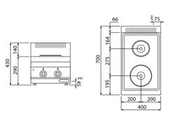 Masina de gatit electrica 2x plite rotunde (5,2 kW)