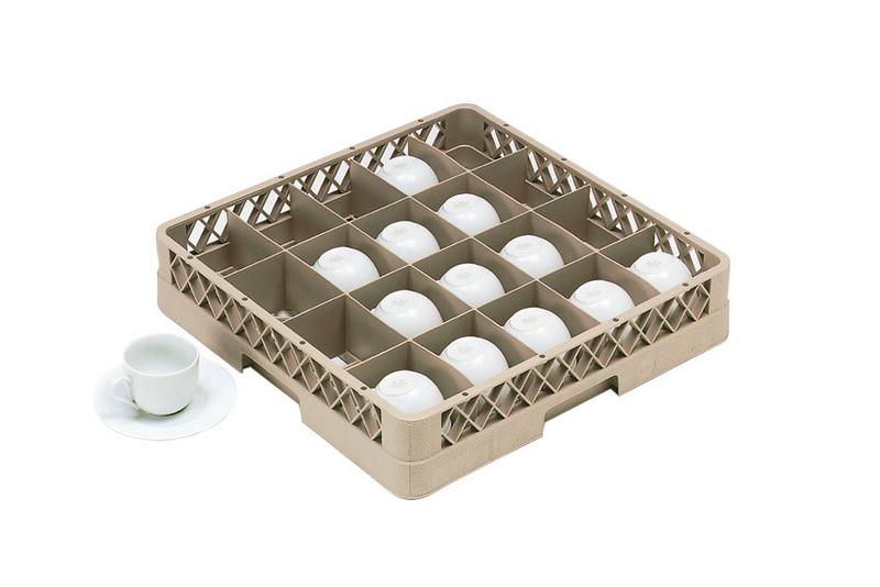 Glass Rack - open - 500x500mm - 20 compartments - Beige - for cups up to 85mm high