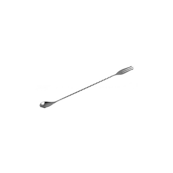 (6 pieces) Bar spoon/fork - stainless steel - with twisted handle - length 300mm