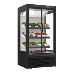 Murale Refrigerato Professionale - 1018mm - 528l - +4°/+6°C - con 1 porta a battente in vetrocamera & 3 ripiani - Nero