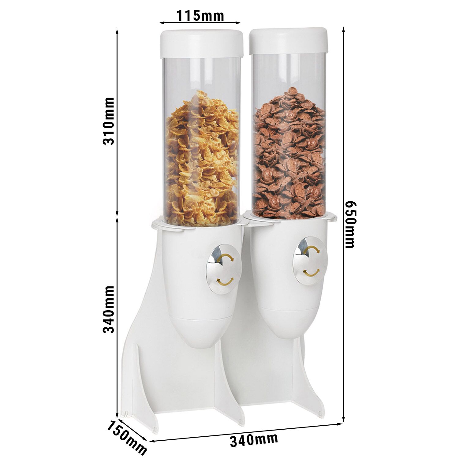 Distributeur de céréales - double - Ø 115 mm - Blanc - distribution rotative