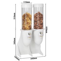 Distributeur de céréales - double - Ø 115 mm - Blanc - distribution rotative