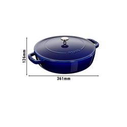 STAUB | Enameled Cast Iron Round Braiser – Ø28 cm - Dark Blue - Self-Basting Chistera Lid