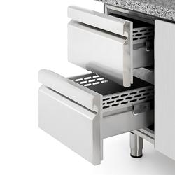 Pizzawerkbank PREMIUM PLUS - 1490x700mm - met granieten werkblad - met 1 deur & 2 laden - incl. opzetkoelvitrine - 6x GN 1/4