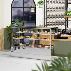 Gebaksvitrine - 725 liter - 1800mm - Dubbele beglazing - met 3 glazen planken - schuifdeuren achter