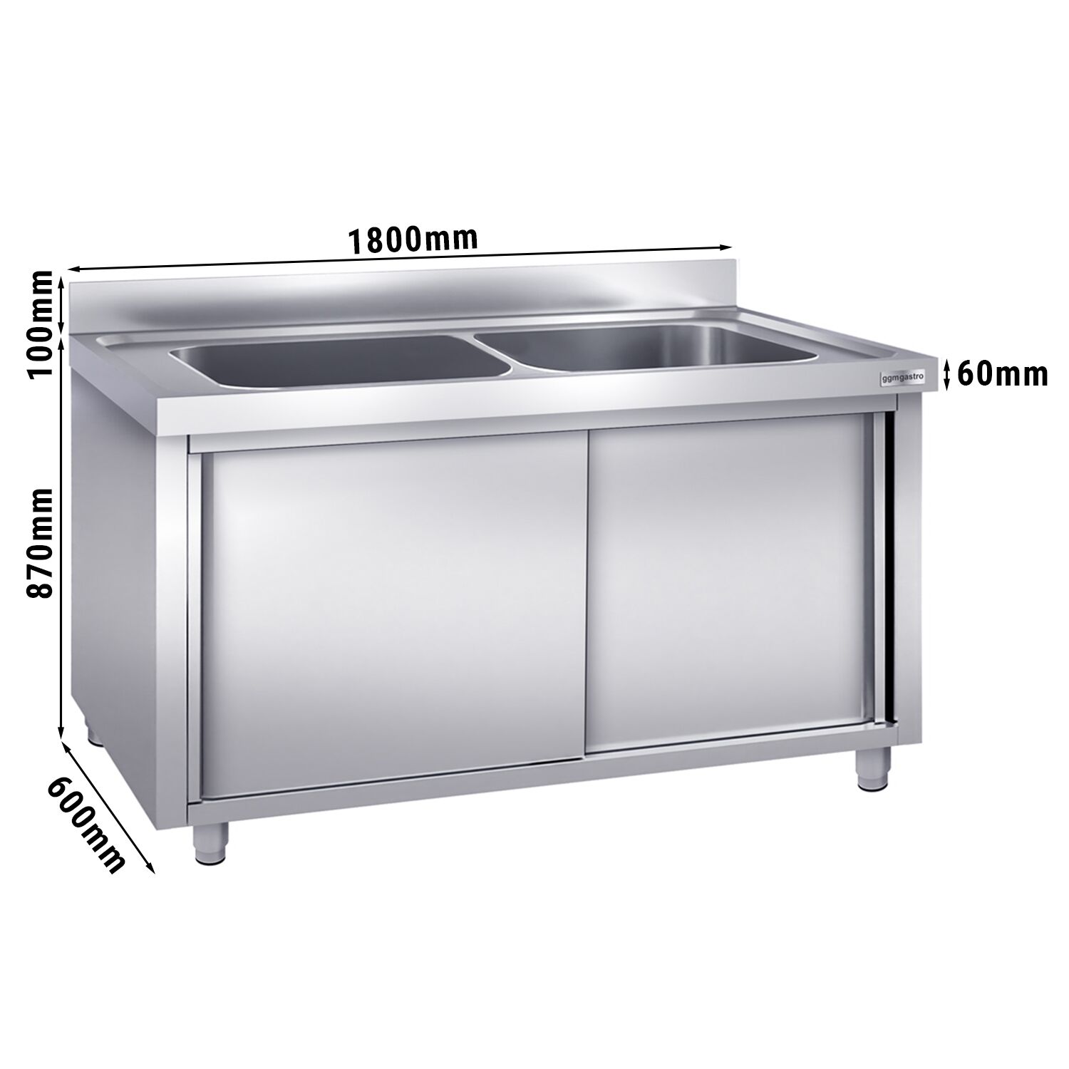 Ormarić sa sudoperom za lonce - 1800x600 mm - Sa 2 sudopera 
