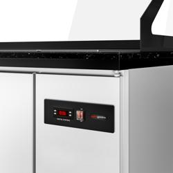 Commercial Saladette Prep Station TORONTO - Wood-Effect Front, Granite Top – 1250 mm – 2 Doors – 3×GN 1/1