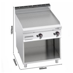 Gasbakplaat - 20kW - Geribbeld - Bakoppervlak: 796x667mm - met open onderbouw