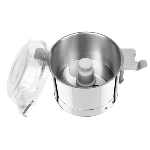 Szatkownica – Schneideschüssel / Cutter-Aufsatz - 213x289x244mm - 5L - z pokrywą przezroczystą - do warzyw, mięsa i orzechów - w zestawie zawiera klingę - kompatybilny z Szatkownica do warzyw GEA4 & GEA4K