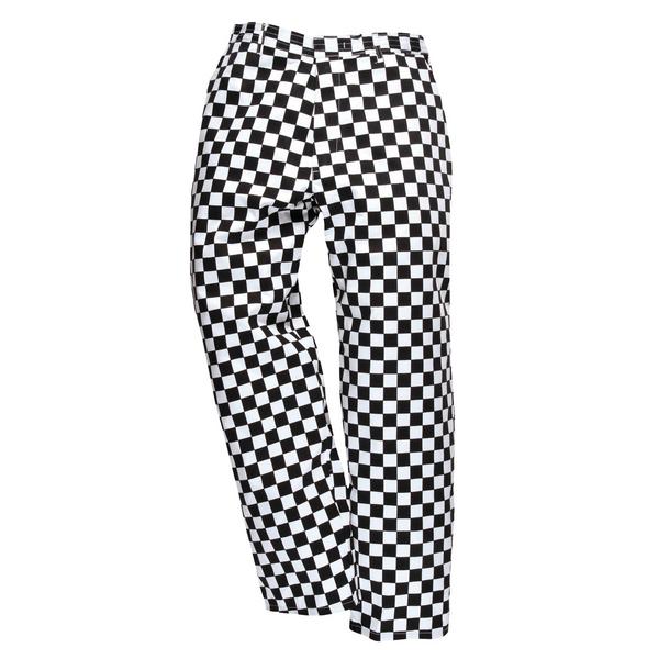 Unisex Chef Trousers – Black/White Chessboard - Size S - 3 Pockets - Half-Elastic Back