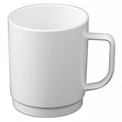 Cană din policarbonat pentru cafea şi lapte, albă - 250 ml - 50 bucăți