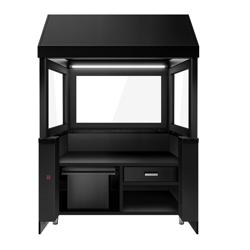 Elemento neutro per griglie a carbone TORONTO - 1500mm - frontale nero - Piano di lavoro in granito nero