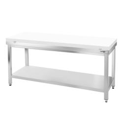 Arbetsbord i rostfritt stål PREMIUM - 2,0 m - inkl skärplatta i vitt