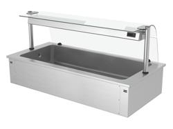 Inbouw ijsbak - 1785mm - 5x GN 1/1 - 200L - met glazen hoestscherm - met frontglas - crushed ice