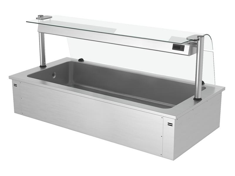 Cuvă pentru gheață încorporabilă - 1800 mm - 5x GN 1/1 - 200 litri - cu protecție din sticlă împotriva stropirii