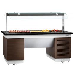 Buffet gekoeld DUBLIN - 2000mm - met gekoelde plaat & zwenkwielen - zwart