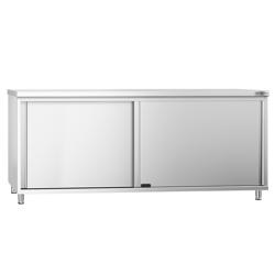 Tavolo armadiato in acciaio inox PREMIUM - 2000x800mm - con 2 porte scorrevoli