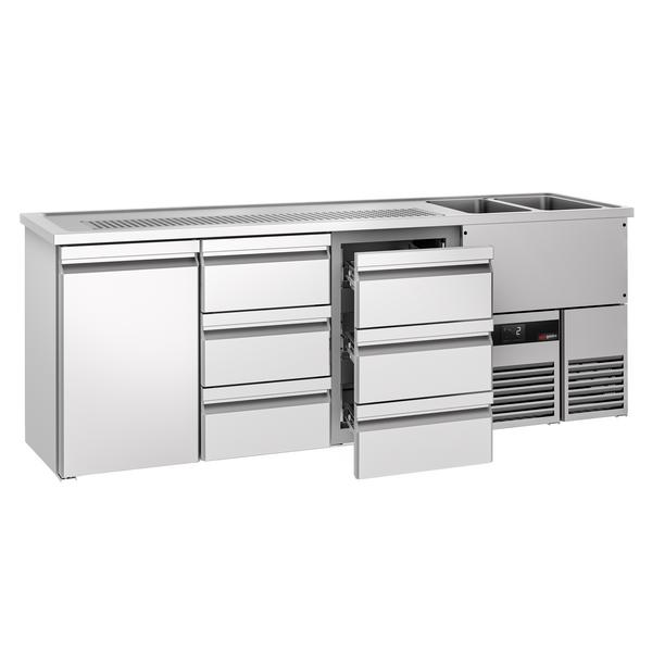 Barkoelkast PREMIUM - 2500x700mm - 1 deur & 6 laden